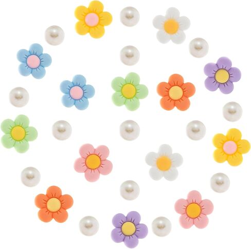 Colorful Flower Shoe Charms with Pearl and Chains Accessories Charm for Women Teens and Adults Cute shoes Decorations fit Sandal Decor Birthday Party Favors Gifts in Saudi Arabia