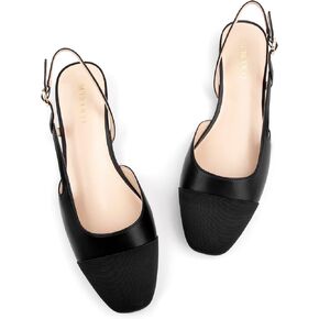 حذاء بدون كعب للنساء 2.0 بمقدمة مربعة ولونين حذاء زفاف مسطح بكعب منخفض للنساء in Kuwait