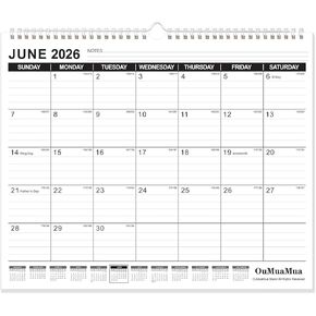 OuMuaMua Wall Calendar 2026, Calendar Wall 2026-2027, Jun. 2026 to Dec. 2027, 14" X 11.5" 19-Month Paper Hanging Planner Wall with Thick Paper, Ruled Blocks for Office Home Planning & Organizing in Saudi Arabia