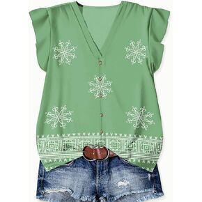 Womens Tops Dressy Casual Summer Floral V Neck T-Shirts Ruffle Short Sleeve Tunic Blouses in Kuwait