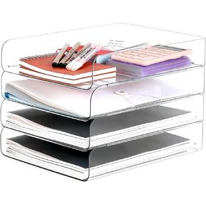 منظم مكتب لدرج الرسائل قابل للتكديس، مجموعة من 4 منظمات لأوراق وملفات PET الشفافة، لتخزين المستندات للوازم المكتبية in Kuwait