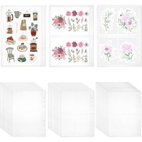 30 Sheets A5 Binder Sleeves, 1/2/4 Pocket Clear Binder Sleeves Protectors Double Sided Plastic Sleeve for Binders Card Sticker Storage Organizer Inserts for 6 Ring A5 Binders in Kuwait