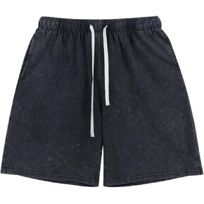 Boys Acid Washed Cotton Athletic Shorts Kids Active Gym Cool Casual Jogger Sweat Shorts with Pockets 3-12Y in Kuwait