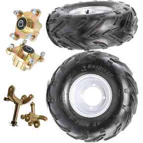 ATV Go Kart UTV Wheels with Front Hubs & Steering Knuckles – 4-Stud Tires and Rims, Durable Nylon, All-Terrain Grip, Offroad Front End Kit (16x8.00-7) in Kuwait