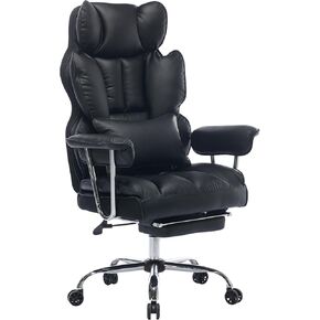 Big and Tall Office Chair 400lbs - Heavy Duty Executive Desk Chair with Footrest, High Back PU Leather Ergonomic Computer Chair with Extra Wide Seat & Thick Cushion for Home Office (Green) in Saudi Arabia