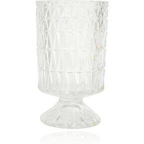 مزهرية أسطوانية من الزجاج الشفاف وحامل شموع إعصار زجاجي - حامل شموع زجاجي منقوش بالألماس، مزهرية زهور لحفلات الزفاف، ديكور المنزل، هدية الانتقال لمنزل جديد in Kuwait