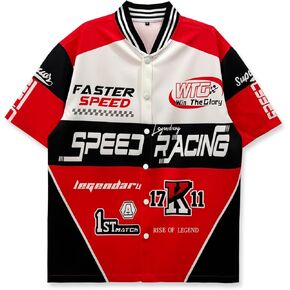 Speed Racing Mens Baseball Jersey, Y2k Jacket Men, Button-Up, Streetwear Jacket, Racing Theme in Saudi Arabia