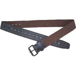 Graintex PB2037 2" Leather/Webbing Belt Single Needle Roller Buckle Fits 28" to 50" Black/Brown Color in Kuwait