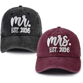 هدايا السيد والسيدة 2026، قبعة العروس والعريس، هدايا شهر العسل للزوجين، قبعة بيسبول السيد السيدة، قبعة مطابقة لعيد ميلاد المتزوجين حديثًا للزوجين in Kuwait