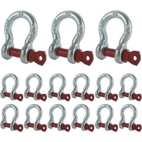 15PCS 3/8 D Ring Shackle 1 Ton (2204 Lbs) Capacity Screw Shackle 6 Ton(13,227 lbs) Maximum Break Strength Chain Shackle Bow Shackle Clevis Heavy Duty Screw Pin Shackle for Towing, Off Road Recovery in Saudi Arabia