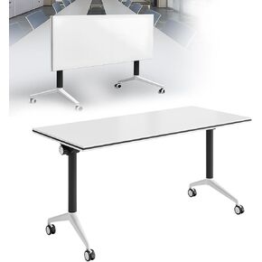 Folding Conference Table, Rolling Meeting Table with Wheels, Mobile Conference Room Training Tables, 60cm Extra Wide Desk for Office,Meeting Room,Class,140cm/55in in Saudi Arabia