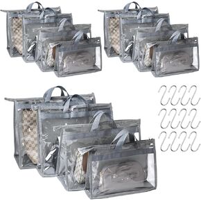 12 كيس غبار Pcak لحقائب اليد ذات مقابض و12 خطافًا معدنيًا، 4 أحجام مختلفة منظم محفظة معلق شفاف للخزانة، تخزين حقائب اليد من الغبار in Kuwait