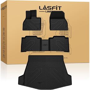 LASFIT Floor Mats Fit for 2014-2019 Toyota Highlander (Not for Hybrid) All Weather Custom Fit Floor Liner TPE Front and Rear 2 Row Car Mats,Black in Kuwait