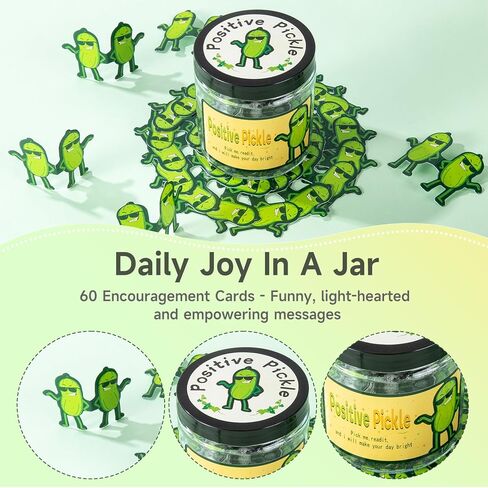Positive Pickle Gift, 60 Positive Pickle Cards Jar Affirmation Cards, Emotional Support Gift, Christmas White Elephant Gifts Women Men Teens Friends Mom Sisters Teacher in Saudi Arabia