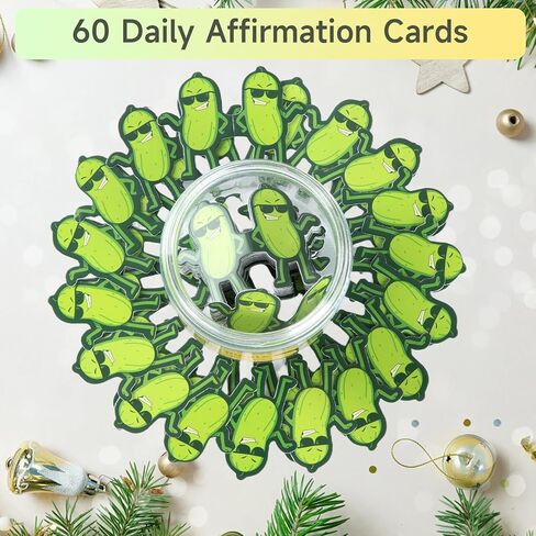 Positive Pickle Gift, 60 Positive Pickle Cards Jar Affirmation Cards, Emotional Support Gift, Christmas White Elephant Gifts Women Men Teens Friends Mom Sisters Teacher in Saudi Arabia