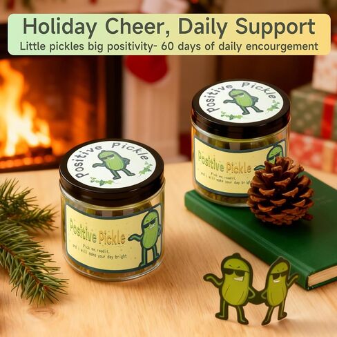 Positive Pickle Gift, 60 Positive Pickle Cards Jar Affirmation Cards, Emotional Support Gift, Christmas White Elephant Gifts Women Men Teens Friends Mom Sisters Teacher in Saudi Arabia
