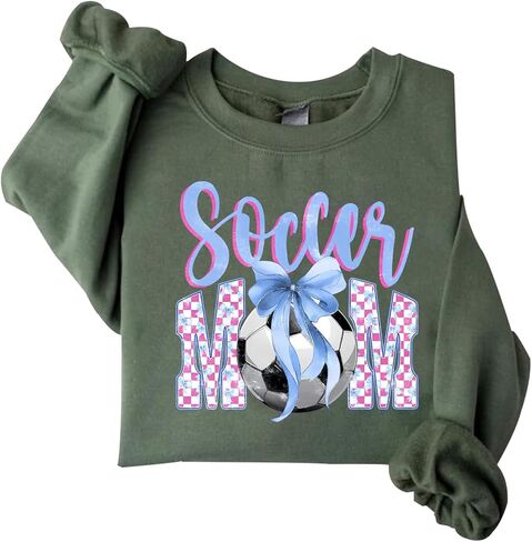 Soccer Mama Sweatshirt For Women Crewneck Coquette Plaid Soccer Mom Sweatshirt in Kuwait
