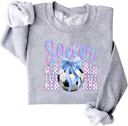 Soccer Mama Sweatshirt For Women Crewneck Coquette Plaid Soccer Mom Sweatshirt in Kuwait