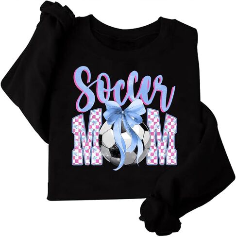 Soccer Mama Sweatshirt For Women Crewneck Coquette Plaid Soccer Mom Sweatshirt in Kuwait