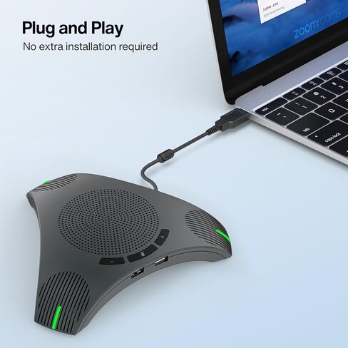 مكبر صوت للمؤتمرات وميكروفون، مكبر صوت USB مع التقاط صوت متعدد الاتجاهات 360 درجة، تحسين الصوت الذكي، صوت هاي فاي، تقليل الصدى والضوضاء للأعمال، المكتب المنزلي، الاجتماعات عبر الإنترنت in Saudi Arabia