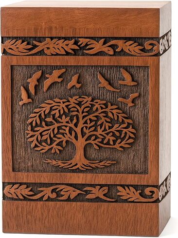 صندوق حرق الجثث الخشبي للرماد البشري، صناديق تذكار تذكارية للبالغين، ذكر/أنثى، طفل، حاوية جنازة خشبية للكلاب والقطط والحيوانات الأليفة (طيور السلام)، سعة (كبير (180 رطل - 82 كجم)) in Kuwait