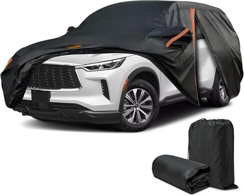 غطاء سيارة لسيارة إنفينيتي QX60 2013-2025، غطاء سيارة كامل لسيارات الدفع الرباعي مقاوم للماء في جميع الأحوال الجوية للسيارات، حماية من الغبار والأشعة فوق البنفسجية والثلج في الهواء الطلق، مناسب بشكل مخصص مع سحاب باب السائق وشرائط عاكسة in Saudi Arabia
