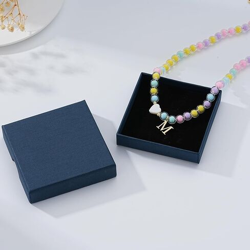 Colorful Beaded A-Z Initial Letter Necklaces, 14K Gold Plated Lightweight Birthday Gifts Trendy Stuff for Her Jewelry 17 + 3 Inches in Saudi Arabia