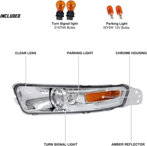 Turn Signal Light Clear Bumper Parking Lamps + Heavy Duty ABS Plastic Housing/Left Right Front for Ford for Mustang 2005-2009 - in Kuwait