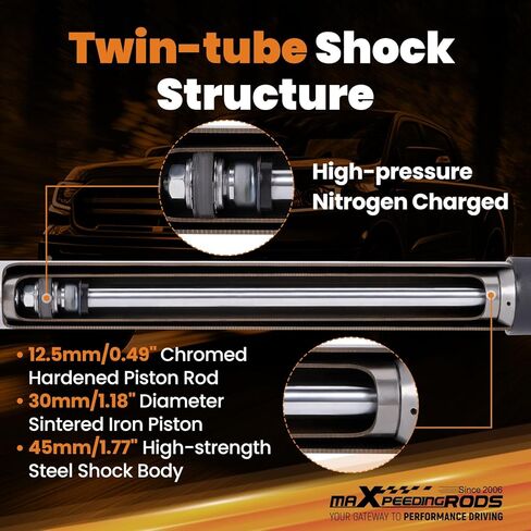 ممتص صدمات أمامي من maXpeedingrods مقاس 2-3 بوصة لسيارة Ford Ranger 1998-2015 2WD، مجموعة صدمات خفض مشحونة بالنيتروجين in Kuwait