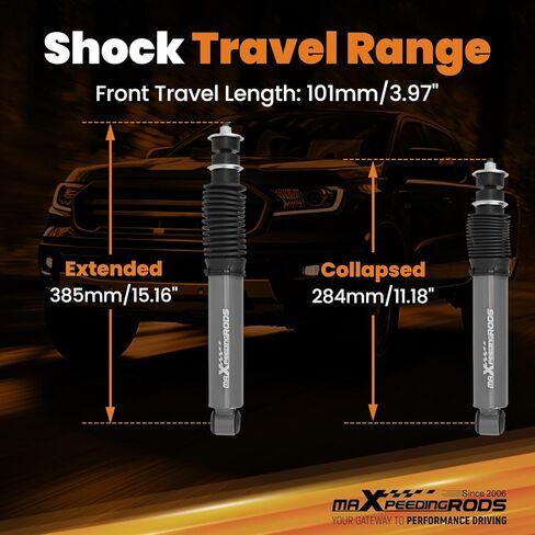 ممتص صدمات أمامي من maXpeedingrods مقاس 2-3 بوصة لسيارة Ford Ranger 1998-2015 2WD، مجموعة صدمات خفض مشحونة بالنيتروجين in Kuwait