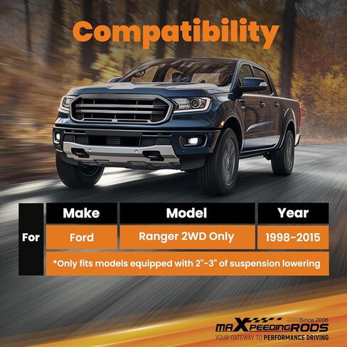 ممتص صدمات أمامي من maXpeedingrods مقاس 2-3 بوصة لسيارة Ford Ranger 1998-2015 2WD، مجموعة صدمات خفض مشحونة بالنيتروجين in Kuwait