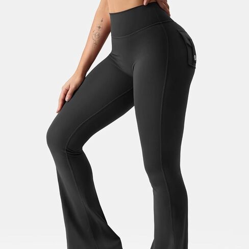 Flare Leggings with Pockets for Women Scrunch Workout Leggings Butt Lifting Gym Yoga Pants in Saudi Arabia