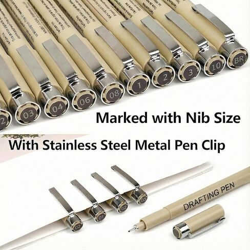 أقلام رسم فنية من EBOT Micro Fineliner، 12 قلم تحديد أسود رفيع مقاوم للماء خط فني احترافي للرسم بالألوان المائية رسم توضيحي لخط المانغا ورسم مخطط Zentangle in Kuwait