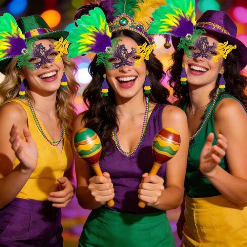 Mardi Gras Mask for Women, Carnival Masquerade Masks with Feathers for Venetian Party Dress Halloween Costumes Party Favors in Kuwait