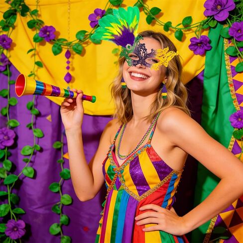 Mardi Gras Mask for Women, Carnival Masquerade Masks with Feathers for Venetian Party Dress Halloween Costumes Party Favors in Kuwait