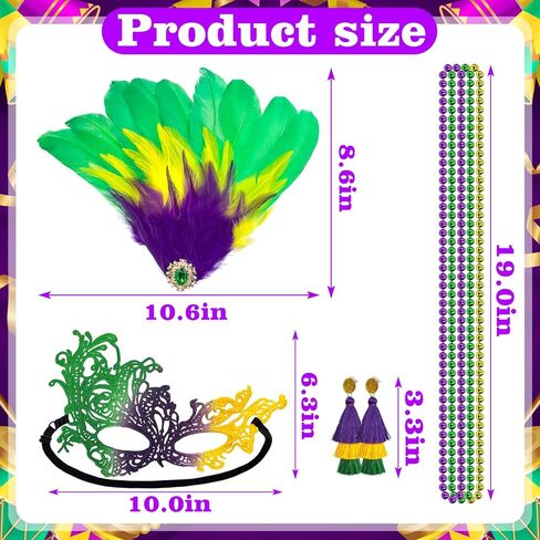 Mardi Gras Mask for Women, Carnival Masquerade Masks with Feathers for Venetian Party Dress Halloween Costumes Party Favors in Kuwait