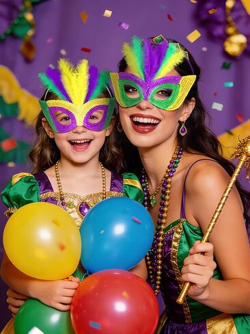 9-Pack Masks, Masquerade Party Masks for Adults Kids Feathered Glitter Eye Masks in Purple, Green Gold for Carnival Party Decorations in Saudi Arabia