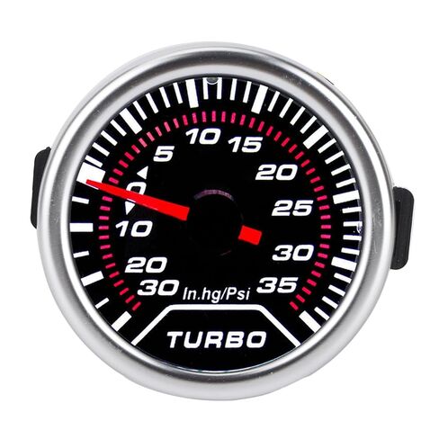 Universal Turbo Boost Gauge Vacuum Pressure Meter 35PSI Smoke Tint Lens LED Dial 52mm Automobile Accurately Pressure Level and Measure Gauge Turbo Boost Can The in Saudi Arabia