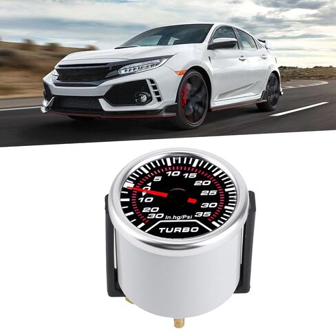 Universal Turbo Boost Gauge Vacuum Pressure Meter 35PSI Smoke Tint Lens LED Dial 52mm Automobile Accurately Pressure Level and Measure Gauge Turbo Boost Can The in Saudi Arabia