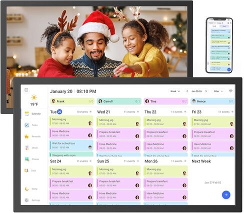 Smart Digital Calendar Chore Chart-for-Family-Planner - 32" Touchscreen Electronic Calendar with Photo Display and Interactive Star System, To do Notepad and Sync Online Calendar via APP, Wall Mounted in Kuwait