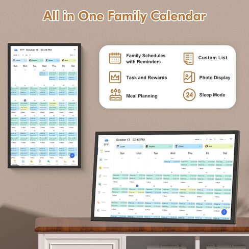 Smart Digital Calendar Chore Chart-for-Family-Planner - 32" Touchscreen Electronic Calendar with Photo Display and Interactive Star System, To do Notepad and Sync Online Calendar via APP, Wall Mounted in Kuwait