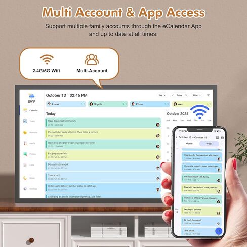 Smart Digital Calendar Chore Chart-for-Family-Planner - 32" Touchscreen Electronic Calendar with Photo Display and Interactive Star System, To do Notepad and Sync Online Calendar via APP, Wall Mounted in Kuwait