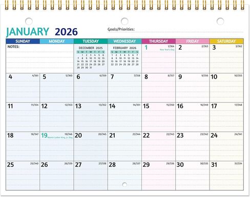 تقويم 2026 - تقويم حائط 2026، 11 × 8.5 بوصة، يناير 2026 - ديسمبر 2026، تقويم شهري صغير 2026، تقويم مثقوب ثلاثي الفتحات مع صفحات مذكرة، كتل مسطرة، ورق سميك، عطلات، مهام وملاحظات in Saudi Arabia
