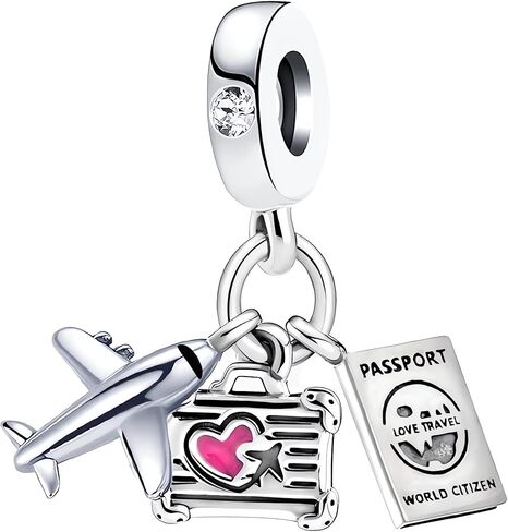 Airplane Suitcase Passport Travel Charm Compatible with Women Bracelet in Saudi Arabia