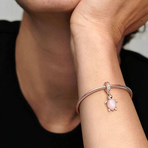 Pandora Murano Glass Pink Sea Turtle Dangle Charm - Compatible with Pandora Moments - Gift for Women - Stunning Women's Jewelry - Made with Pandora Rose & Cubic Zirconia - with Gift Box in Saudi Arabia