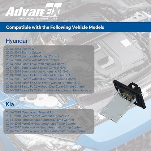 971283K000 مقاوم محرك سخان HVAC متوافق مع Hyundai Elantra/Santa Fe/Sonata Kia Forte/Forte5/Optima/Sorento/Sedona استبدال RU656 in Kuwait