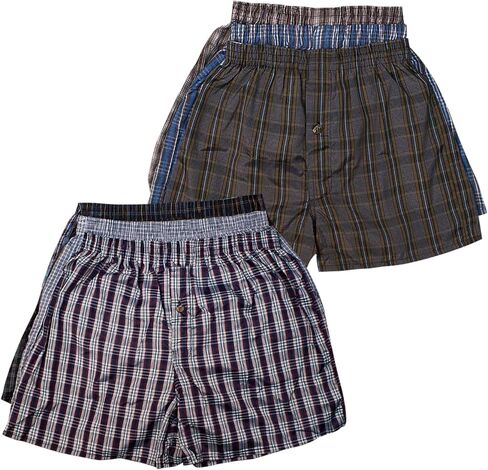 Men's Cotton Boxer Shorts Random Mixed Cotton Blend Woven Boxer Short Elastic Waistband Button Pouch S-3XL Big Tall in Kuwait