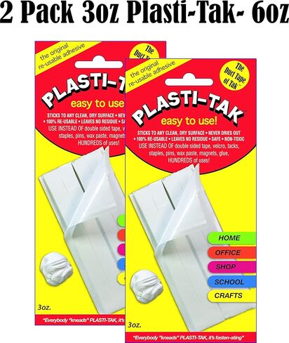 6oz Plasti-Tak The Original Re-usable Adhesive Putty 3oz, Reposionable - Won;t Dry -Pack of 2 in Saudi Arabia
