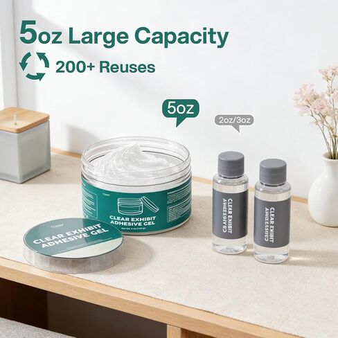جل لاصق شفاف لمعارض المتحف، شمع معجون لاصق قابل لإعادة الاستخدام، قابل للإزالة ولا يترك بقايا، حماية ضد الاهتزاز للمقتنيات والتماثيل - يمنع السقوط، 5 أونصة in Kuwait