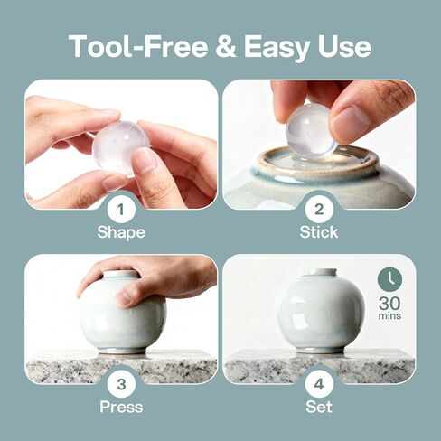 جل لاصق شفاف لمعارض المتحف، شمع معجون لاصق قابل لإعادة الاستخدام، قابل للإزالة ولا يترك بقايا، حماية ضد الاهتزاز للمقتنيات والتماثيل - يمنع السقوط، 5 أونصة in Kuwait